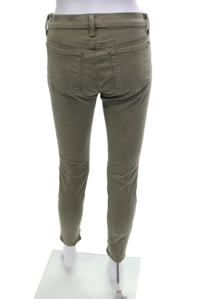 J Brand Women Ankle Cropped Chino Pants Green Cotton Blend Size 28
