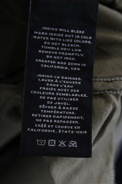 J Brand Women Ankle Cropped Chino Pants Green Cotton Blend Size 28
