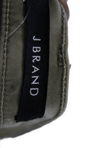 J Brand Women Ankle Cropped Chino Pants Green Cotton Blend Size 28