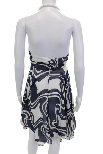 Milly Women Sundress Knee-Length Silk Geometric Dark Blue Size 6