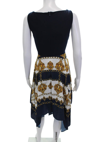 Adrianna Papell Women Fit & Flare Tank Dress Dark Blue Zip Round Neck Size 6