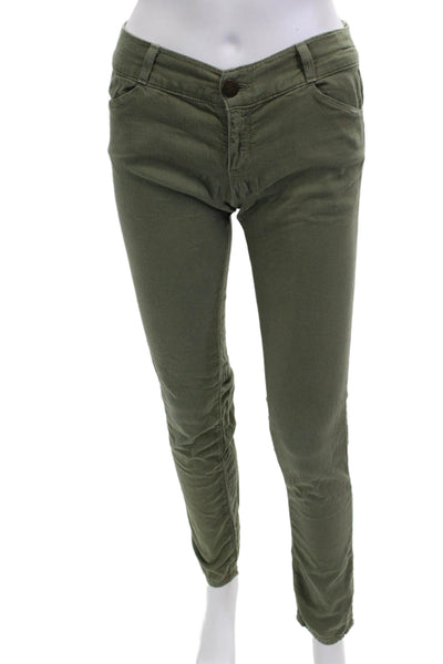 Current/Elliott Women Green Solid Jeggings Mid Rise Cotton Blend Size 27