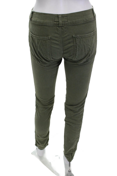 Current/Elliott Women Green Solid Jeggings Mid Rise Cotton Blend Size 27