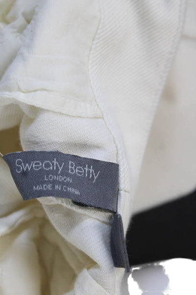 Sweaty Betty Women Cropped Cargo Pants Beige Cotton Buckle Size 8