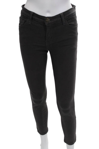 Current/Elliott Women Skinny Ankle Jeans Black Mid-Rise Button Size 27