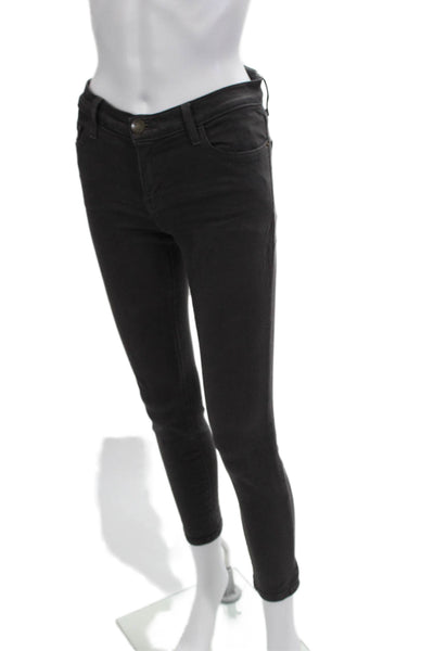 Current/Elliott Women Skinny Ankle Jeans Black Mid-Rise Button Size 27