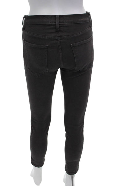 Current/Elliott Women Skinny Ankle Jeans Black Mid-Rise Button Size 27