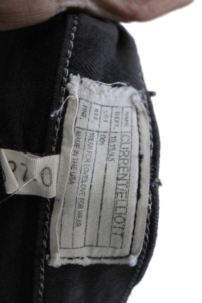 Current/Elliott Women Skinny Ankle Jeans Black Mid-Rise Button Size 27