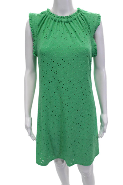 London Times Women Shift Dress Green High Neck Sleeveless Size S