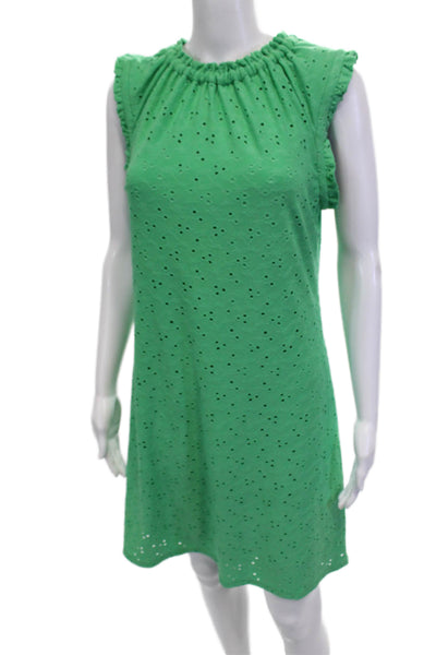 London Times Women Shift Dress Green High Neck Sleeveless Size S
