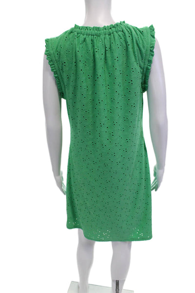 London Times Women Shift Dress Green High Neck Sleeveless Size S