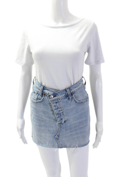 Abercrombie & Fitch Women Light Blue Cotton Mini Straight Pencil Skirt Size 24