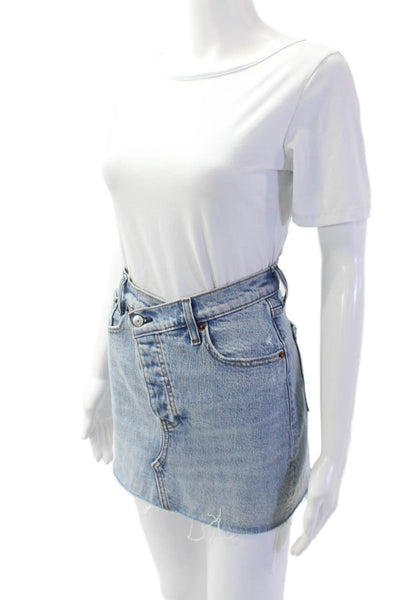 Abercrombie & Fitch Women Light Blue Cotton Mini Straight Pencil Skirt Size 24