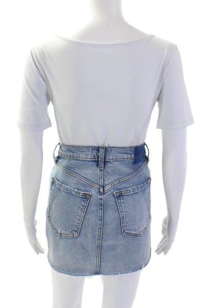 Abercrombie & Fitch Women Light Blue Cotton Mini Straight Pencil Skirt Size 24