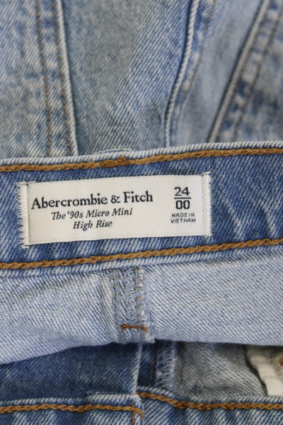 Abercrombie & Fitch Women Light Blue Cotton Mini Straight Pencil Skirt Size 24