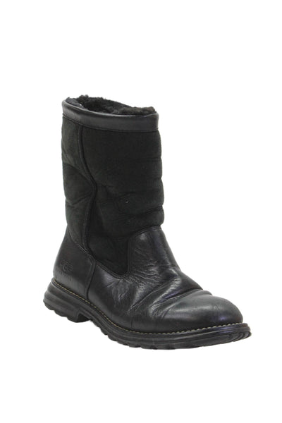 Ugg Womens Leather Pull-On Comfort Boots Black Size 8.5