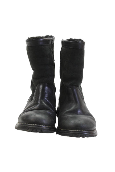 Ugg Womens Leather Pull-On Comfort Boots Black Size 8.5