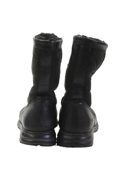 Ugg Womens Leather Pull-On Comfort Boots Black Size 8.5
