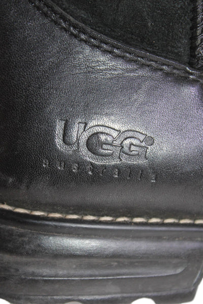 Ugg Womens Leather Pull-On Comfort Boots Black Size 8.5
