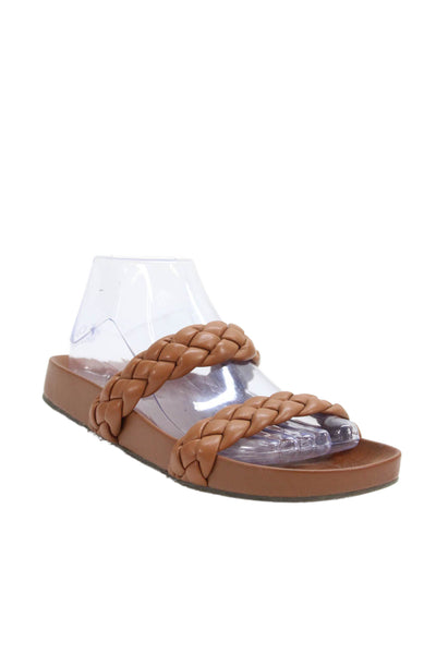 DV Dolce Vita Womens Braided Strap Slide On Sandals Brown Size 7.5