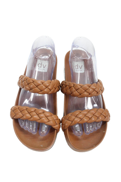 DV Dolce Vita Womens Braided Strap Slide On Sandals Brown Size 7.5