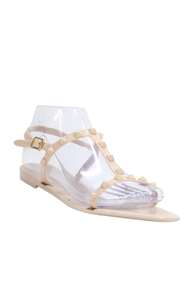 Steve Madden Womens Studded Slingback Jelly Sandals Beige Size 38 8