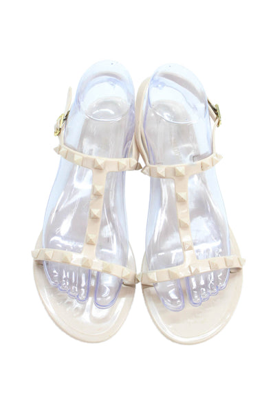 Steve Madden Womens Studded Slingback Jelly Sandals Beige Size 38 8