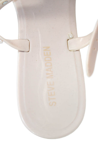 Steve Madden Womens Studded Slingback Jelly Sandals Beige Size 38 8