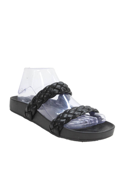 DV Dolce Vita Womens Braided Strap Slide On Sandals Black Size 7.5