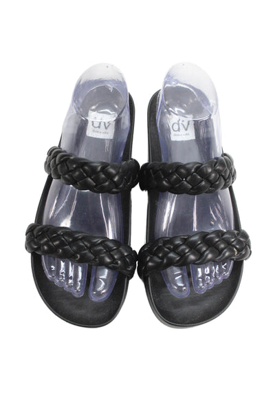 DV Dolce Vita Womens Braided Strap Slide On Sandals Black Size 7.5