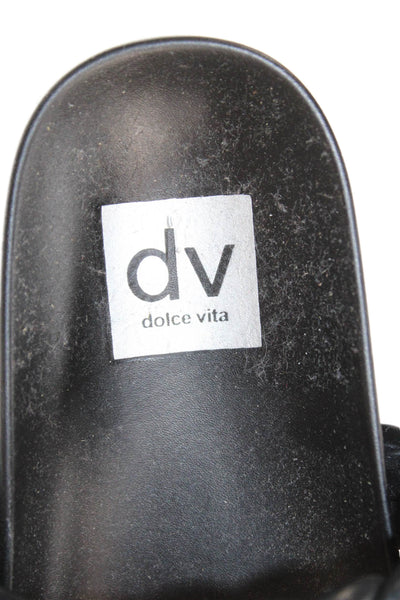 DV Dolce Vita Womens Braided Strap Slide On Sandals Black Size 7.5