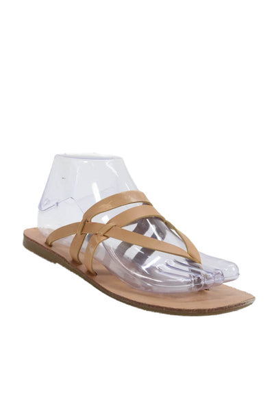 Splendid Womens Leather Strappy Slide On Sandals Beige Size 7.5