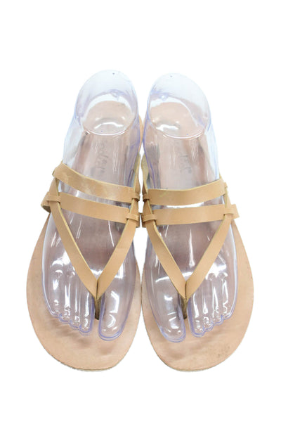 Splendid Womens Leather Strappy Slide On Sandals Beige Size 7.5