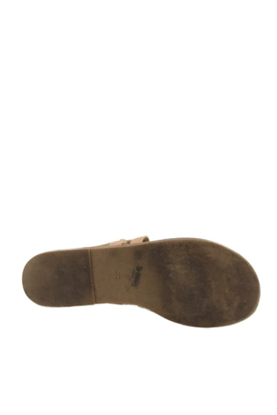 Splendid Womens Leather Strappy Slide On Sandals Beige Size 7.5