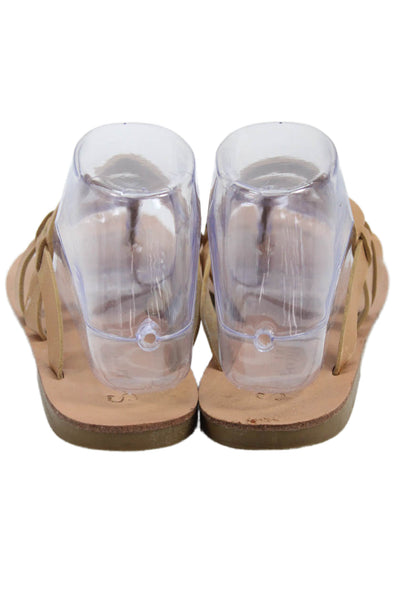 Splendid Womens Leather Strappy Slide On Sandals Beige Size 7.5
