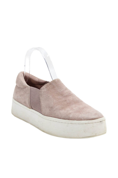 Vince Womens Suede Round Toe Slip On Low Top Platform Sneakers Pink Size 7.5