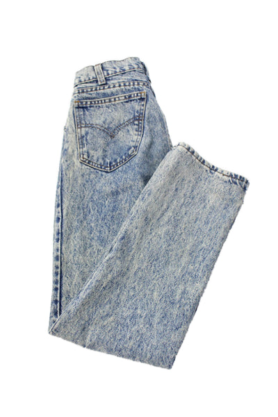 Riley Women Straight Jeans High Rise Blue Button 100% Cotton Size 24