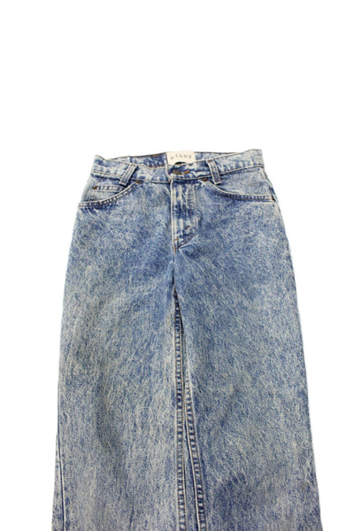 Riley Women Straight Jeans High Rise Blue Button 100% Cotton Size 24
