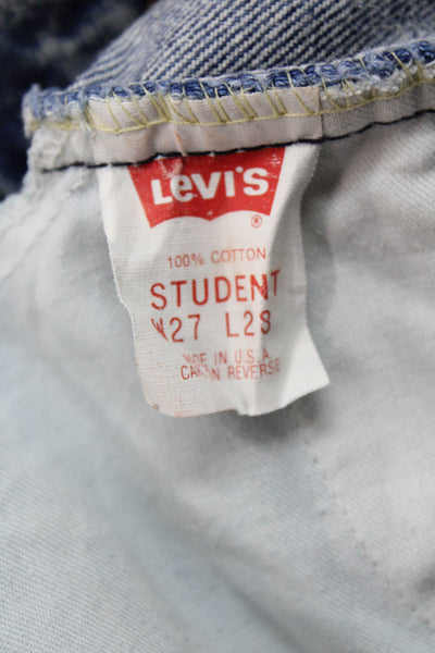 Riley Women Straight Jeans High Rise Blue Button 100% Cotton Size 24