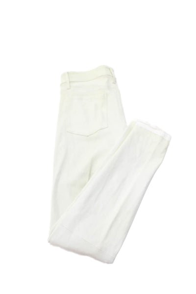 R+A Unisex Straight Jeans White Lambskin Leather Size 23
