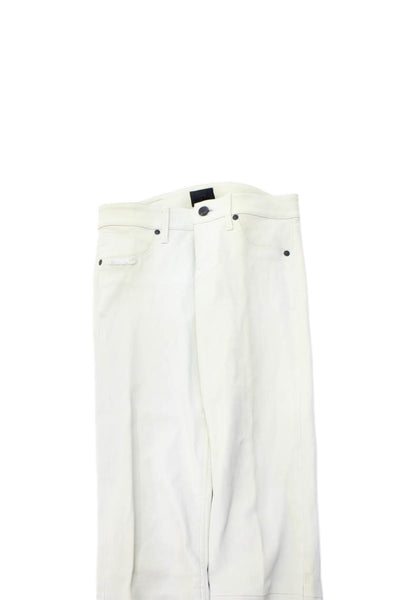 R+A Unisex Straight Jeans White Lambskin Leather Size 23