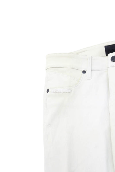 R+A Unisex Straight Jeans White Lambskin Leather Size 23
