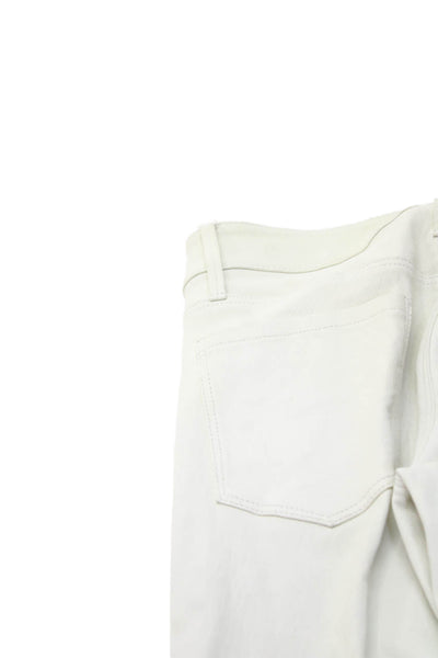 R+A Unisex Straight Jeans White Lambskin Leather Size 23