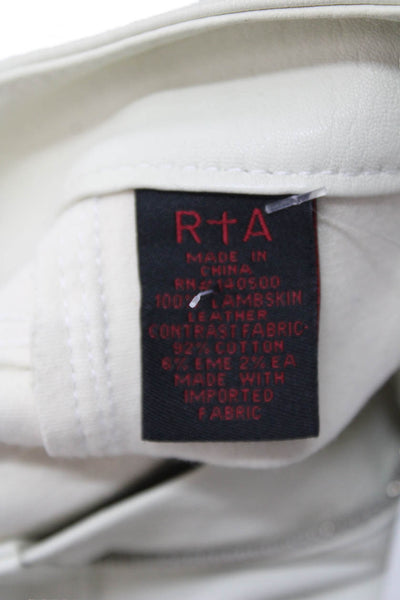 R+A Unisex Straight Jeans White Lambskin Leather Size 23