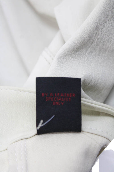 R+A Unisex Straight Jeans White Lambskin Leather Size 23