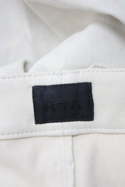 R+A Unisex Straight Jeans White Lambskin Leather Size 23