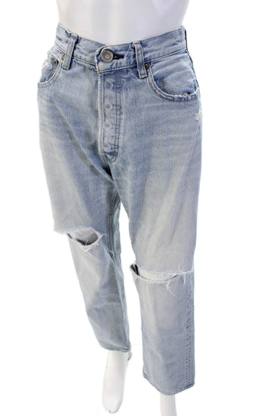 Moussy Womens Boyfriend Mom High Rise Light Blue Jeans Size 24