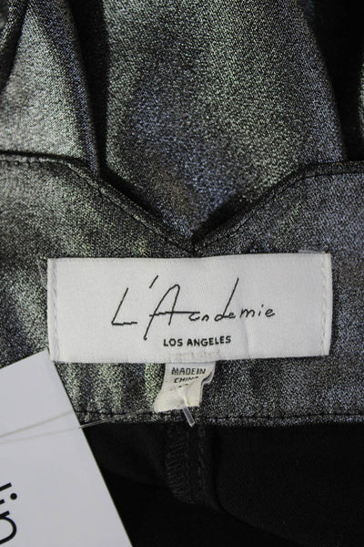 L Academie Womens Cropped Dress Pants Dark Gray Button Size 2XS
