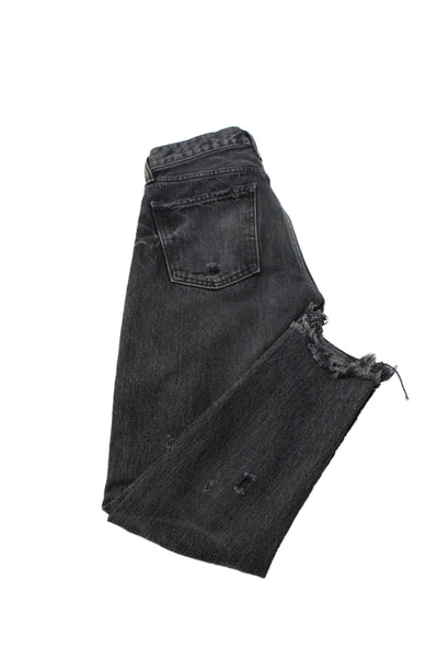 Moussy Women Boyfriend Dark Gray Jeans High Rise Button Size 24