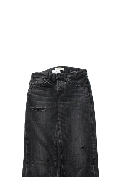 Moussy Women Boyfriend Dark Gray Jeans High Rise Button Size 24